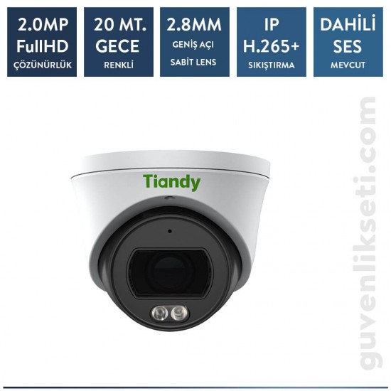 Tiandy TC-C32XP 2 MP SESLİ Color Maker Süper Starlight IP Dome Kamera